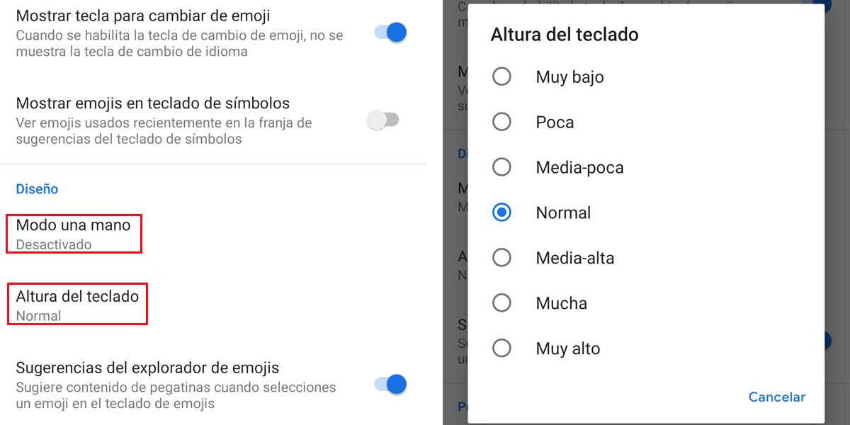 Cambiar ajustes del teclado de Google