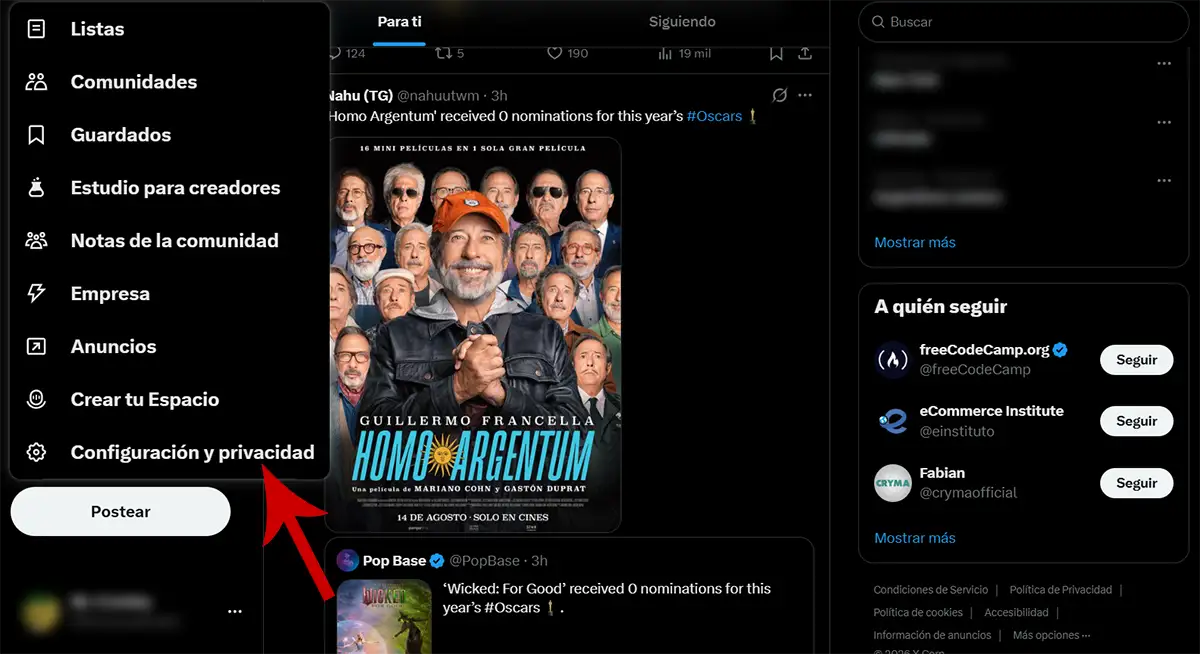 Configuración y privacidad