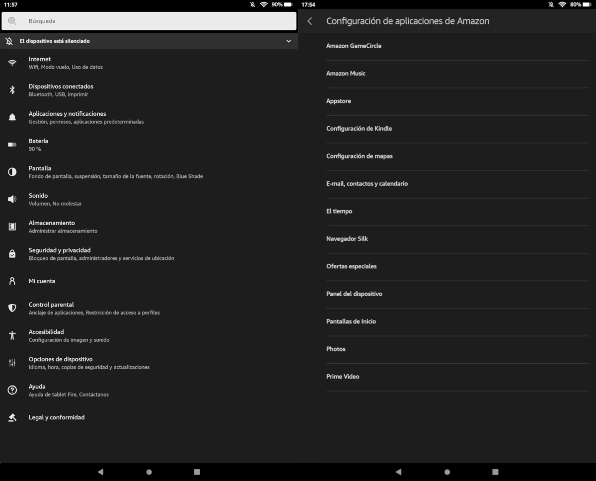 Configuraciones de Amazon Fire