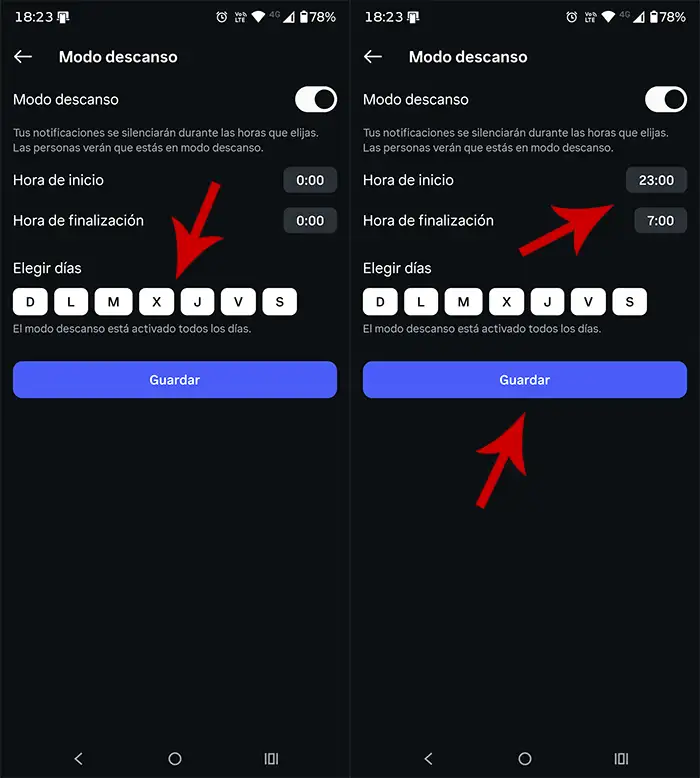 Configurar Modo descanso Instagram