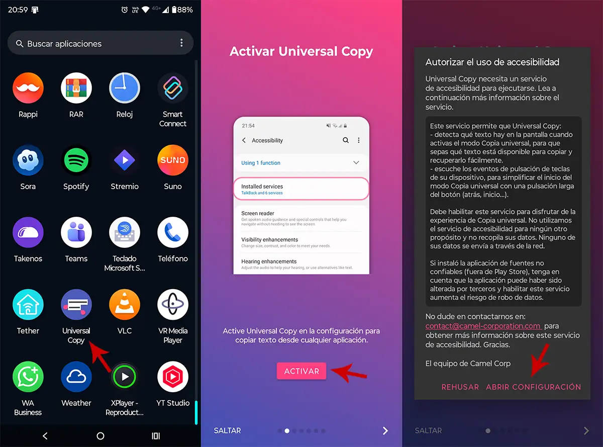 Configurar Universal Copy en Android