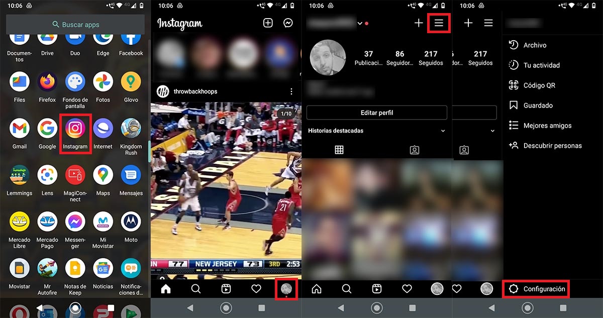 Configurar datos de navegacion Instagram Android