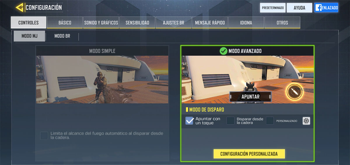 Configurar el mando Call of Duty Mobile