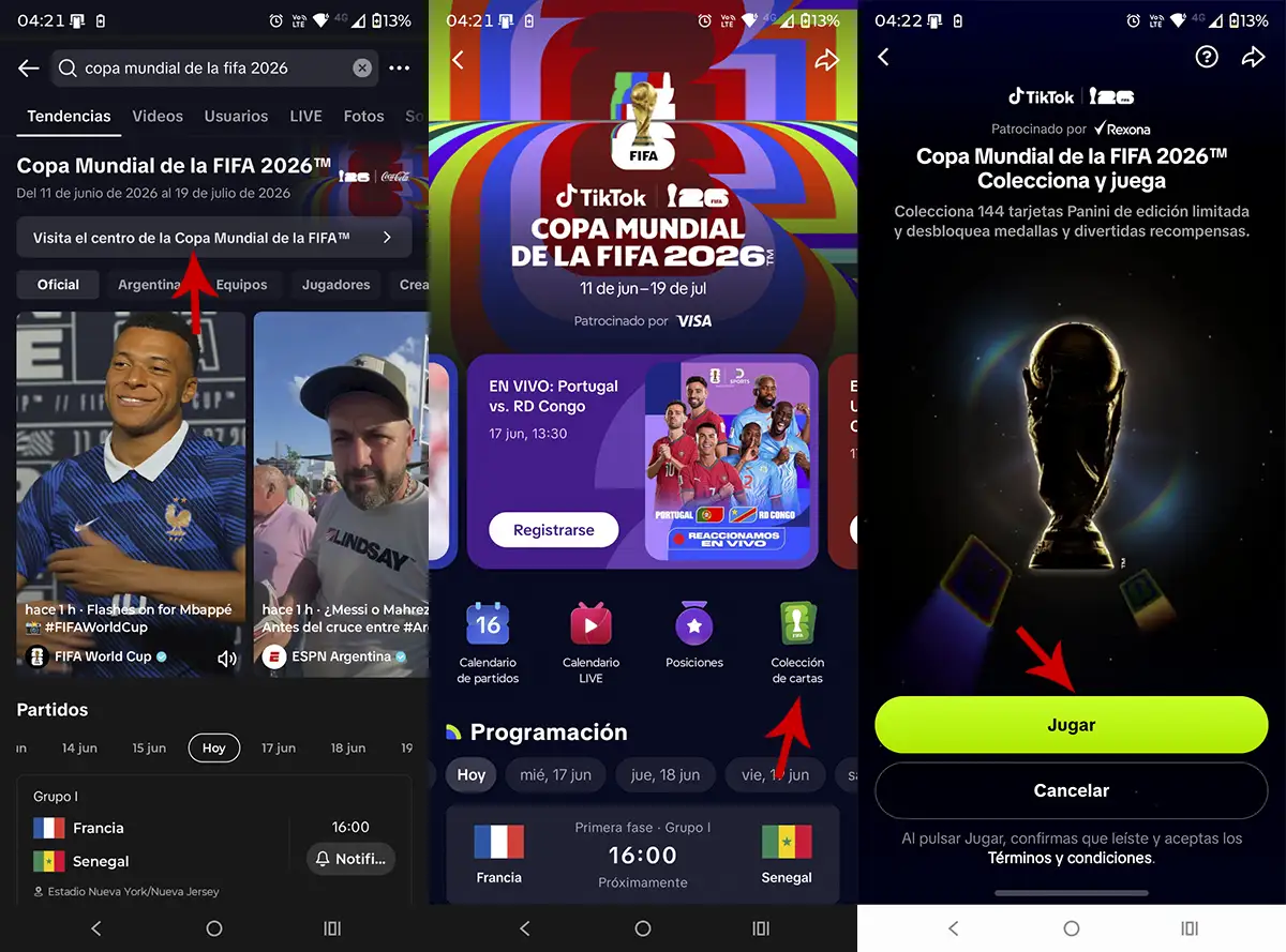 Conseguir cartas Mundial 2026 TikTok
