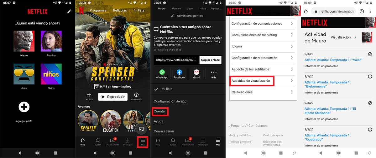 Consultar la actividad de visualización en Netflix