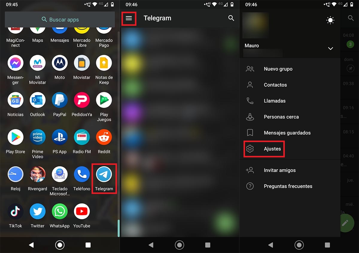 Contactar con Telegram desde la aplicacion