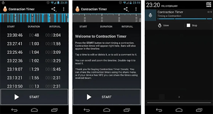 Contraction timer para Android