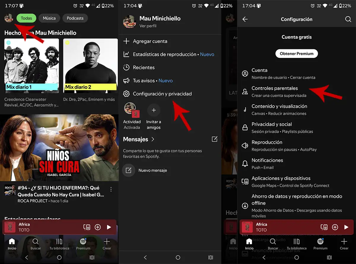 Controles parentales Spotify