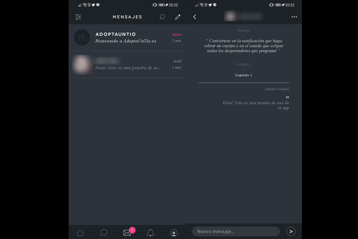 Conversaciones para ligar con tíos en Adopta Un Tío
