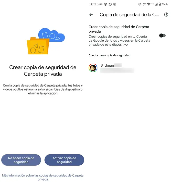 Copia de seguridad Carpeta privada