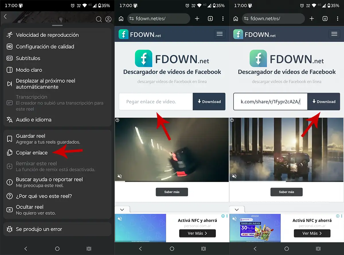 Copiar enlace de video de Facebook
