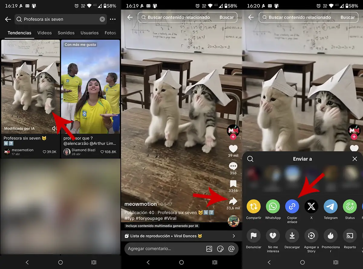 Copiar enlace video de TIkTok
