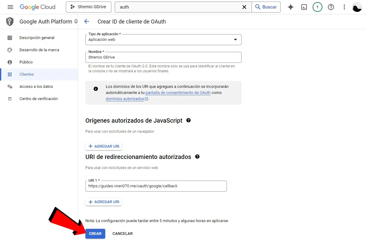 Crea un cliente en Google Auth Platform