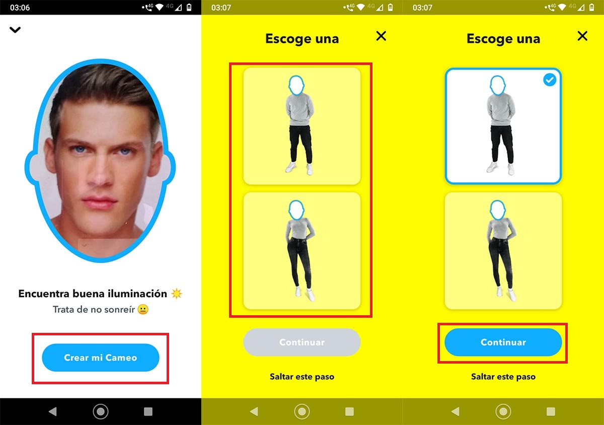 Crear Cameo en Snapchat