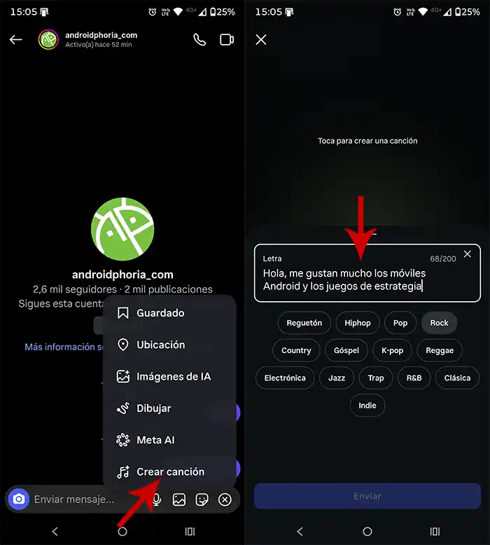 Crear cancion con mensaje Instagram