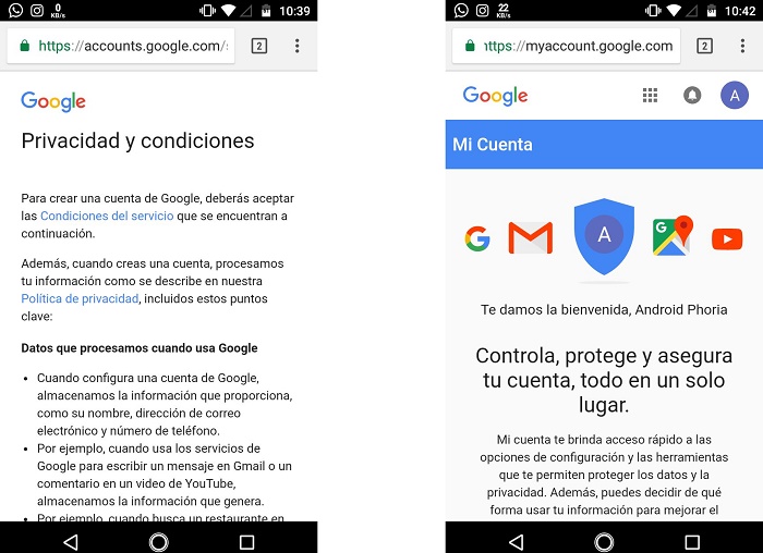 Crear cuenta de Google paso b