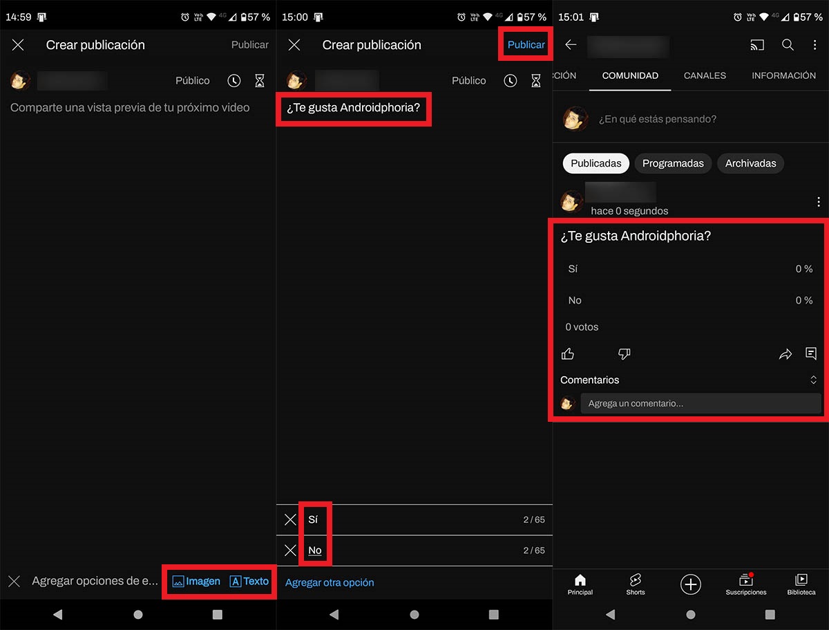 Crear encuestas en YouTube desde el movil