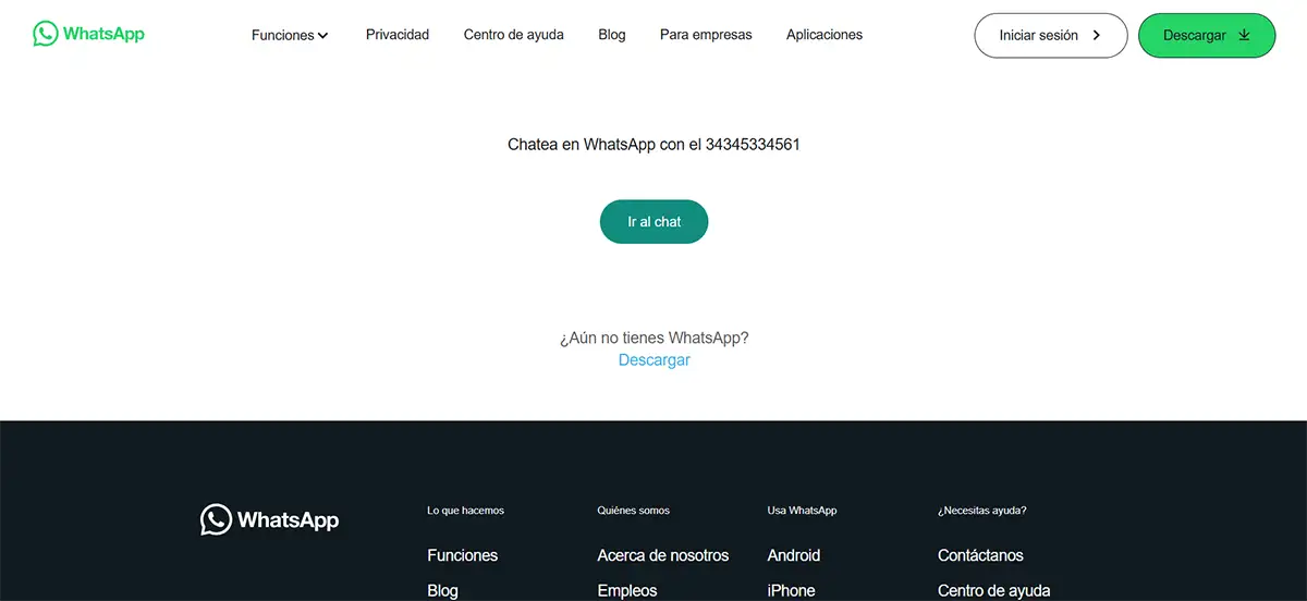 Crear enlace de WhatsApp para compartir numero de teléfono