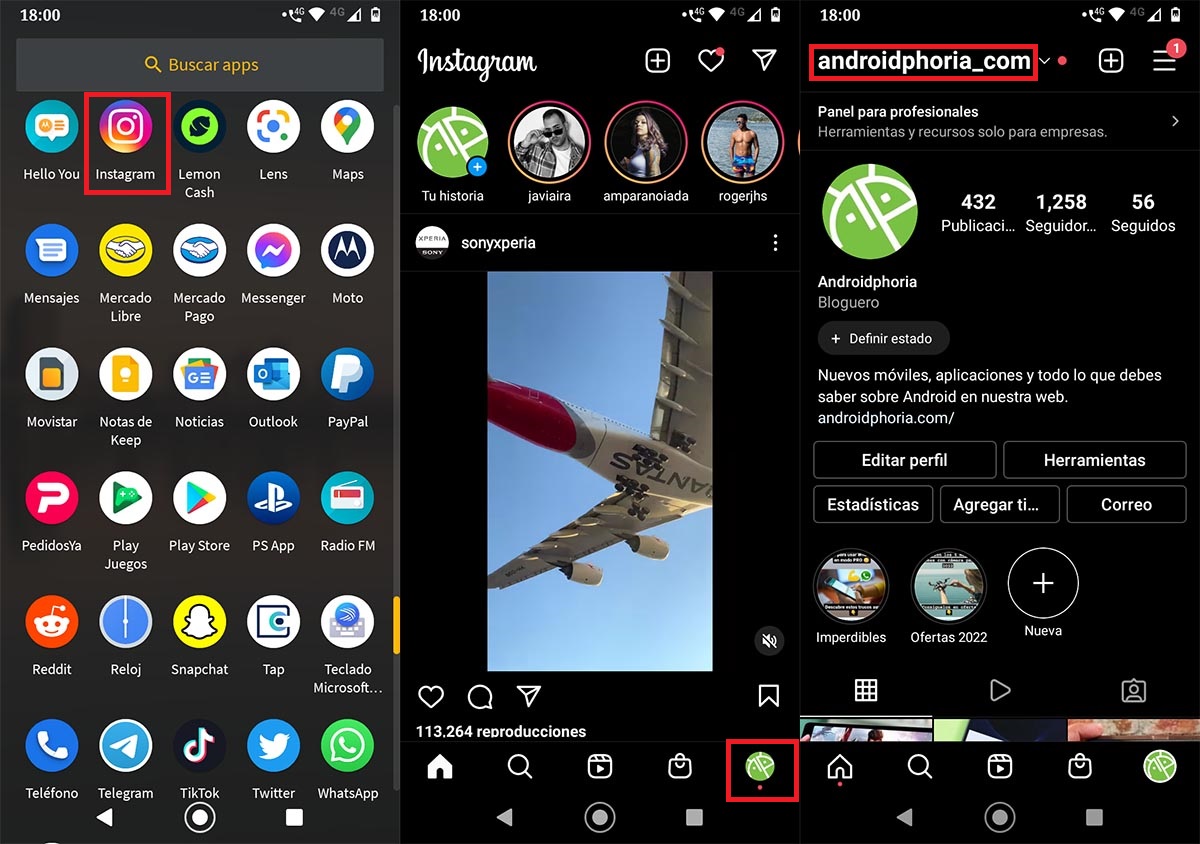 Crear enlace perfil Instagram desde el movil