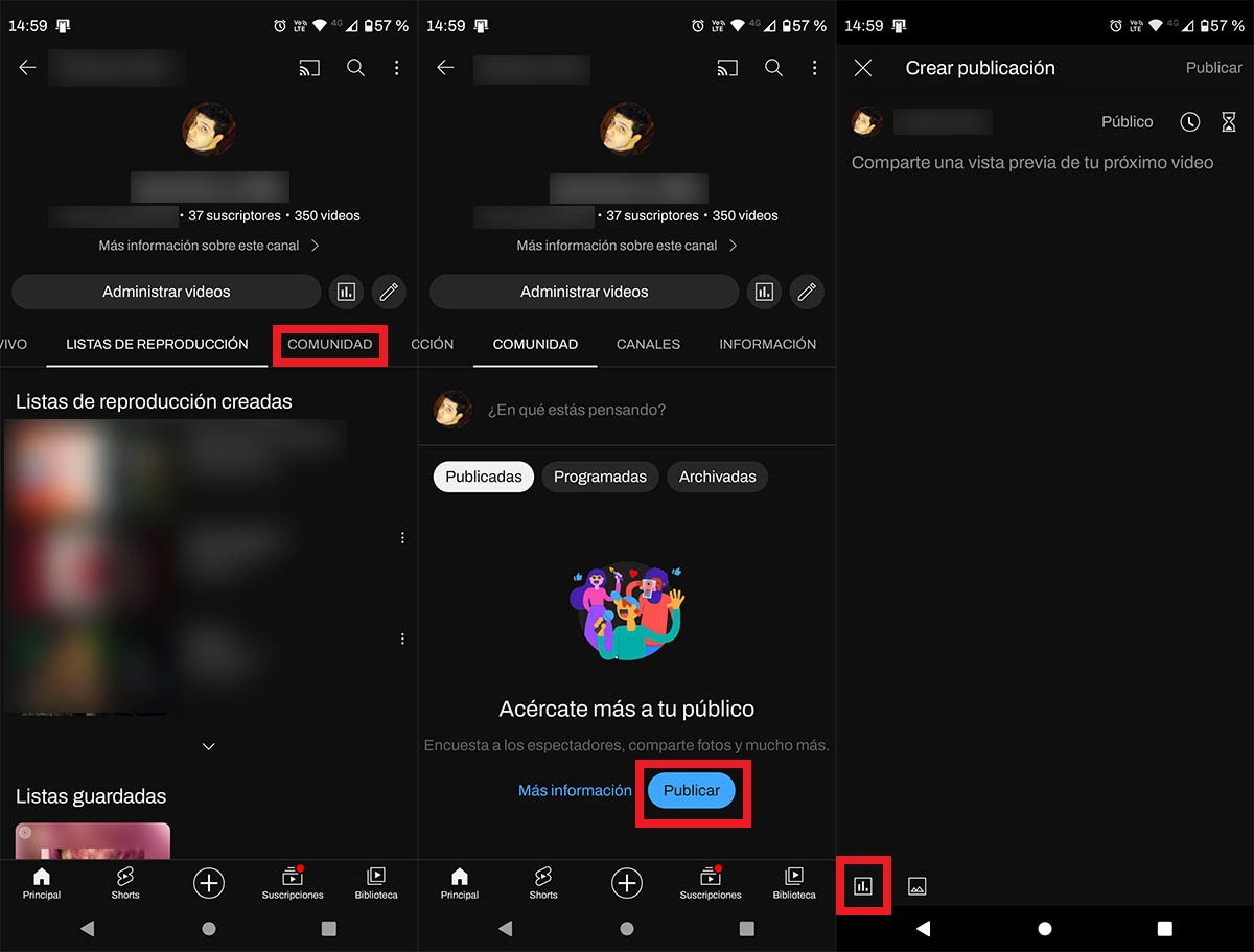 Crear publicacion en tu comunidad de YouTube