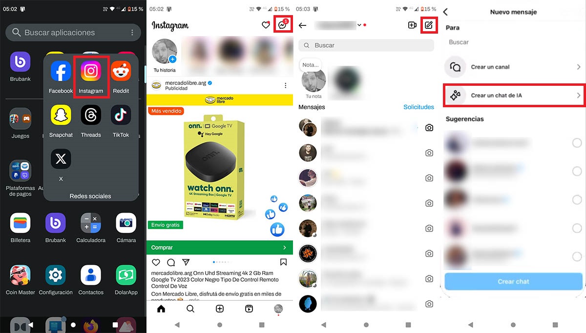 Crear un chat de IA en Instagram