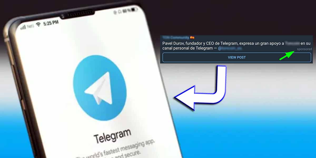 Cuidado mensajes patrocinados canales Telegram
