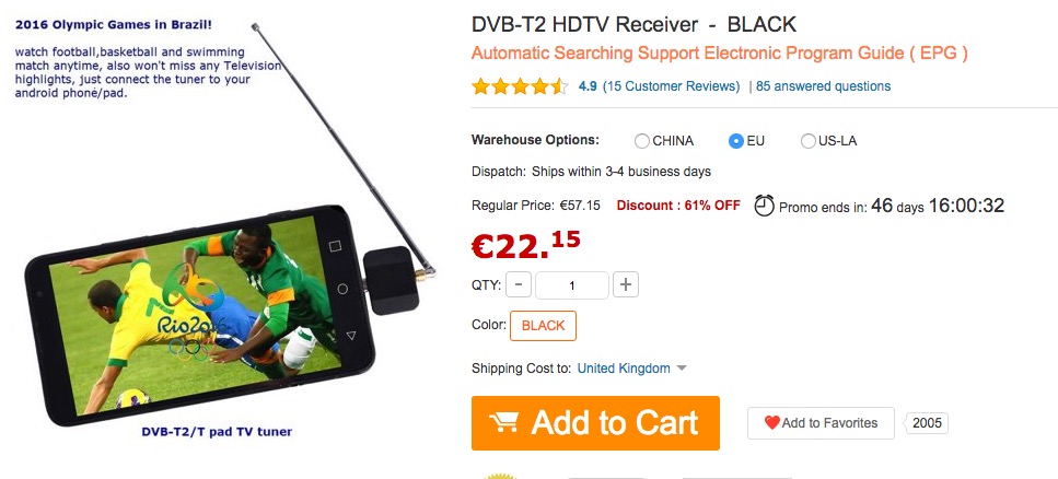 DVB T2 HDTV por 20 euros