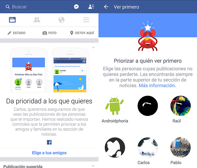 Dar prioridad a los amigos en Facebook