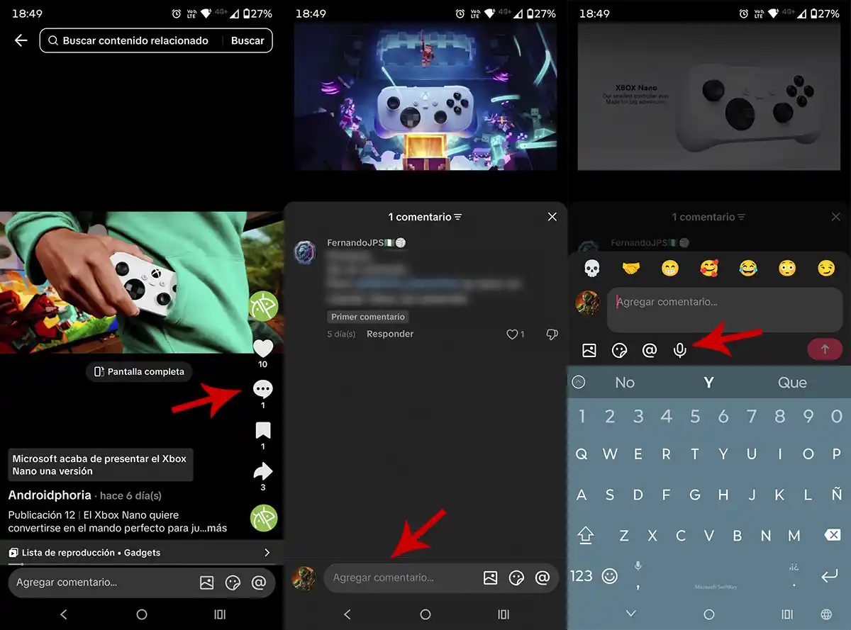 Dejar mensaje de voz comentarios TikTok
