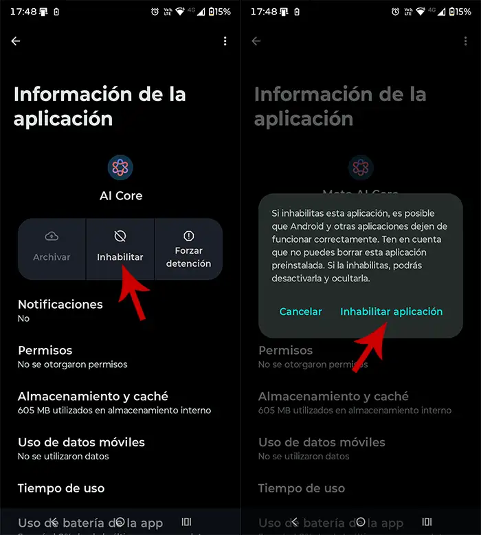 Desactivar AICore Android