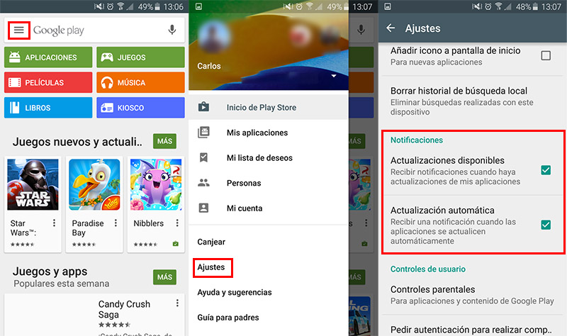 Desactivar Notificaciones de actualización en Android