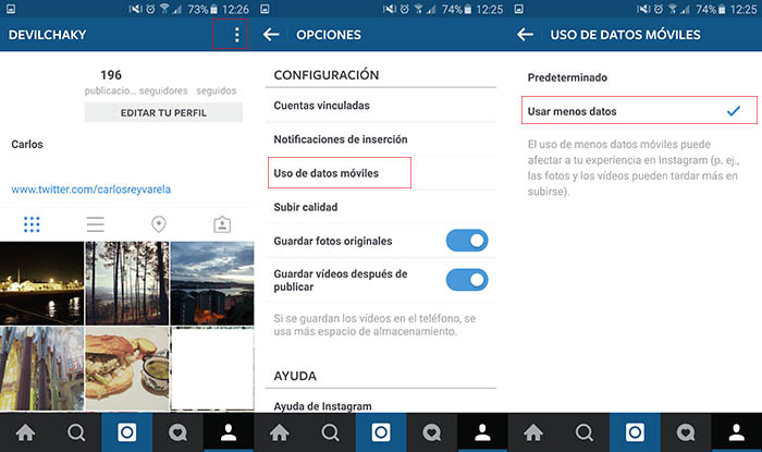 Desactivar autoplay Instagram