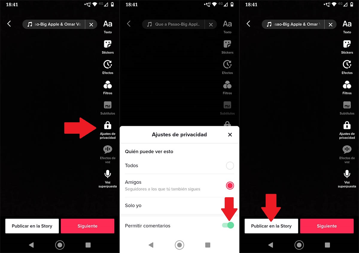 Desactivar comentarios en historias de TikTok