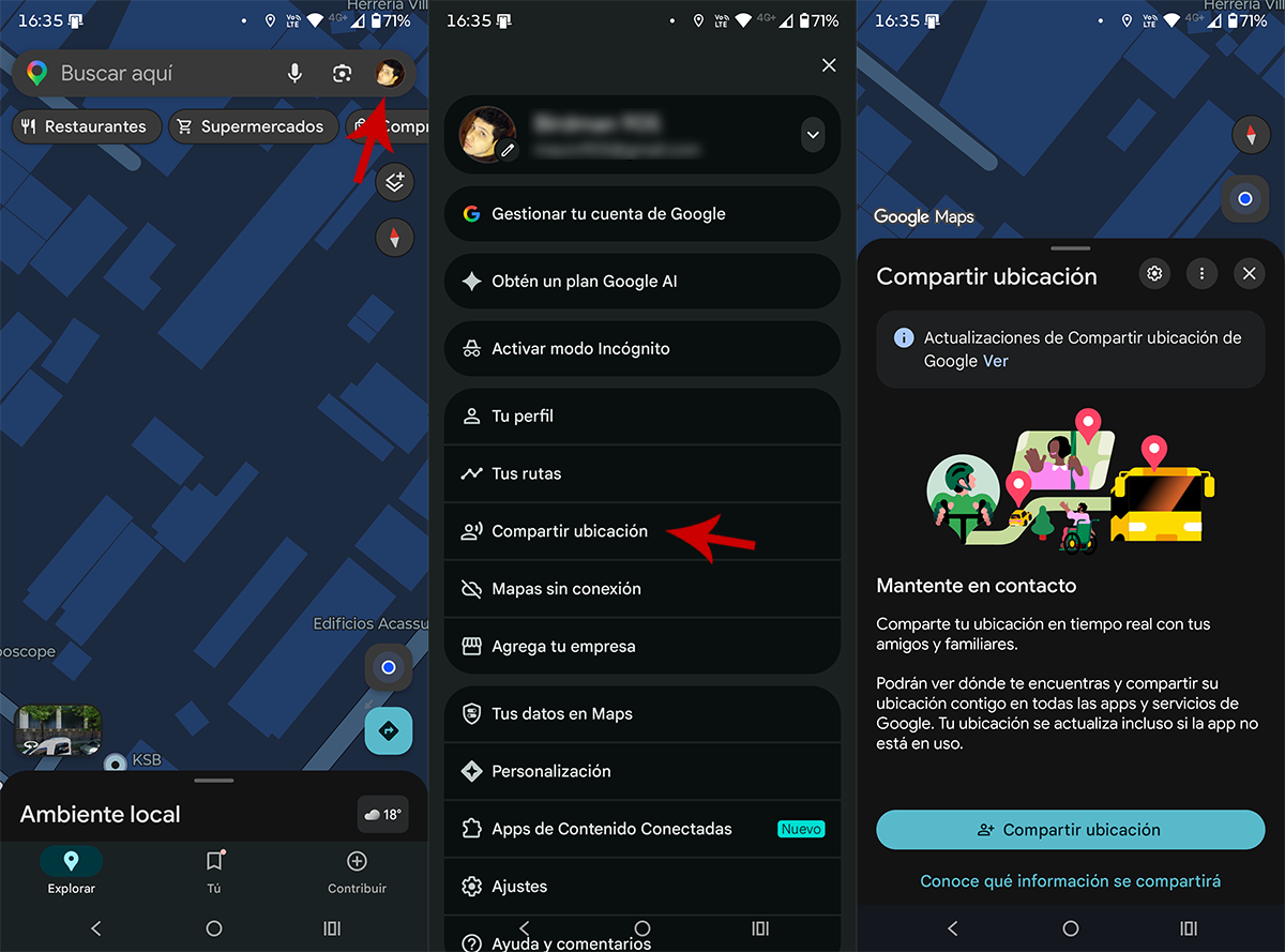 Desactivar compartir ubicaicón con otra persona en Google Maps