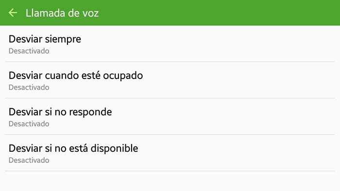 Desactivar desvio de llamadas en Android