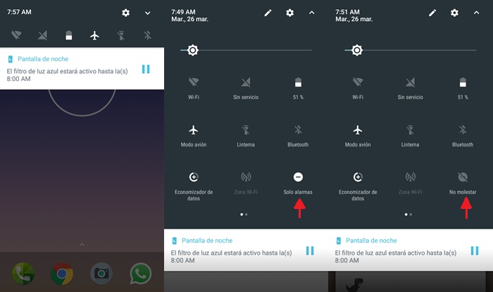 Desactivar manualmente modo no molestar en Android