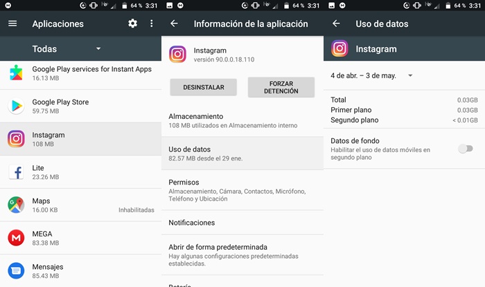 Desactivar uso de datos en segundo plano en Android