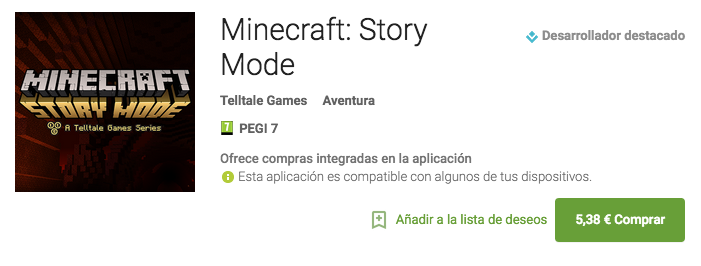 Descarga Minecraft: Story Mode en Google Play