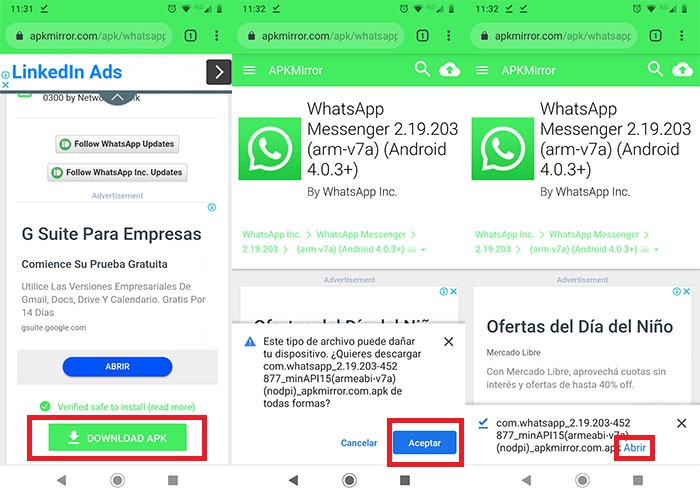 Descargar APK WhatsApp Paso 2