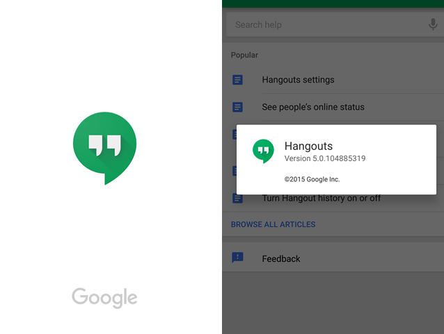 Descargar Hangouts 5.0 en Google Play o APK