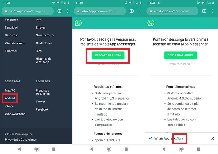 Descargar WhatsApp desde la pagina oficial