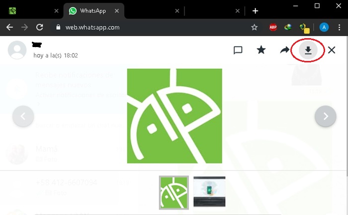 Descargar imagen en WhatsApp Web