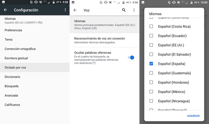 Descargar y seleccionar idioma español en Gboard