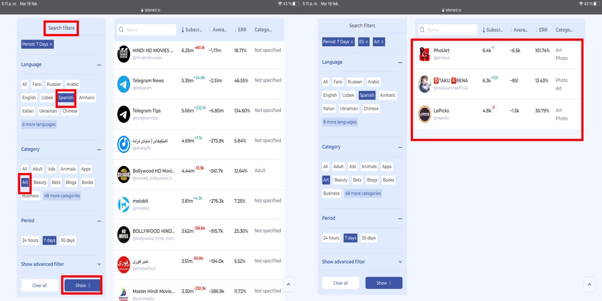 Descubre canales con Telemetrio