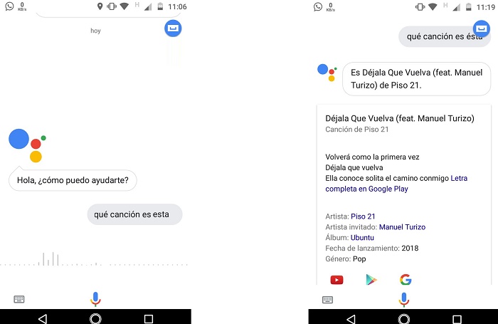 Descubrir canción desde Google Assistant