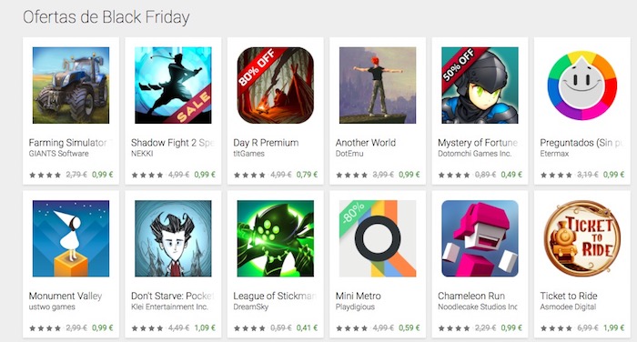 Descuentos en apps y juegos en Play Store por el Black Friday
