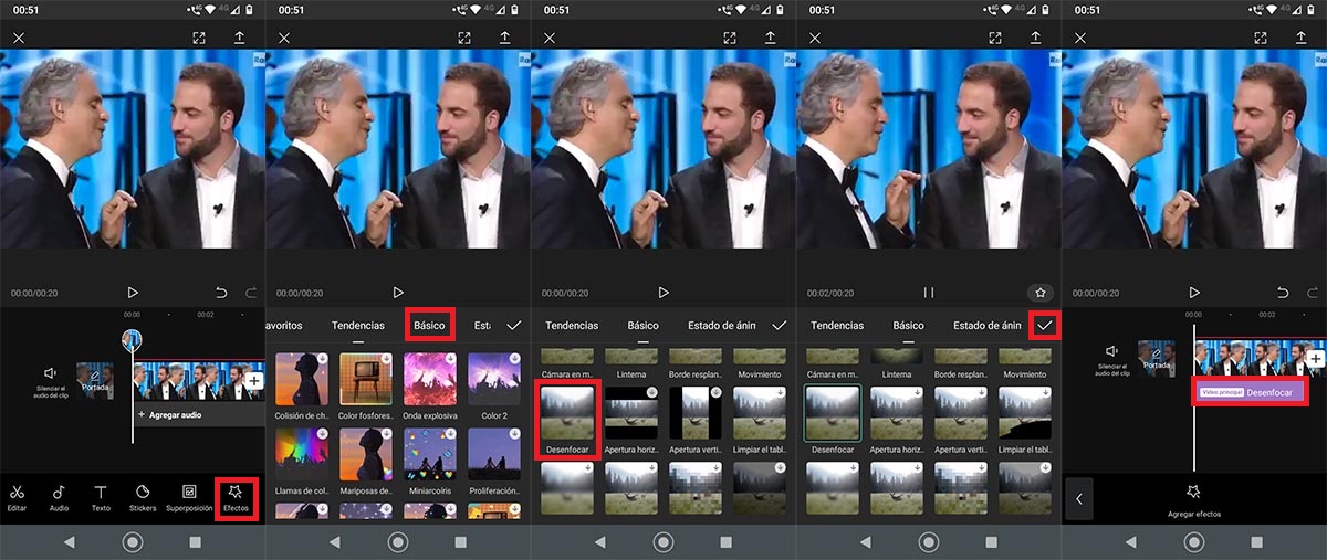 Desenfocar video superpuesto CapCut