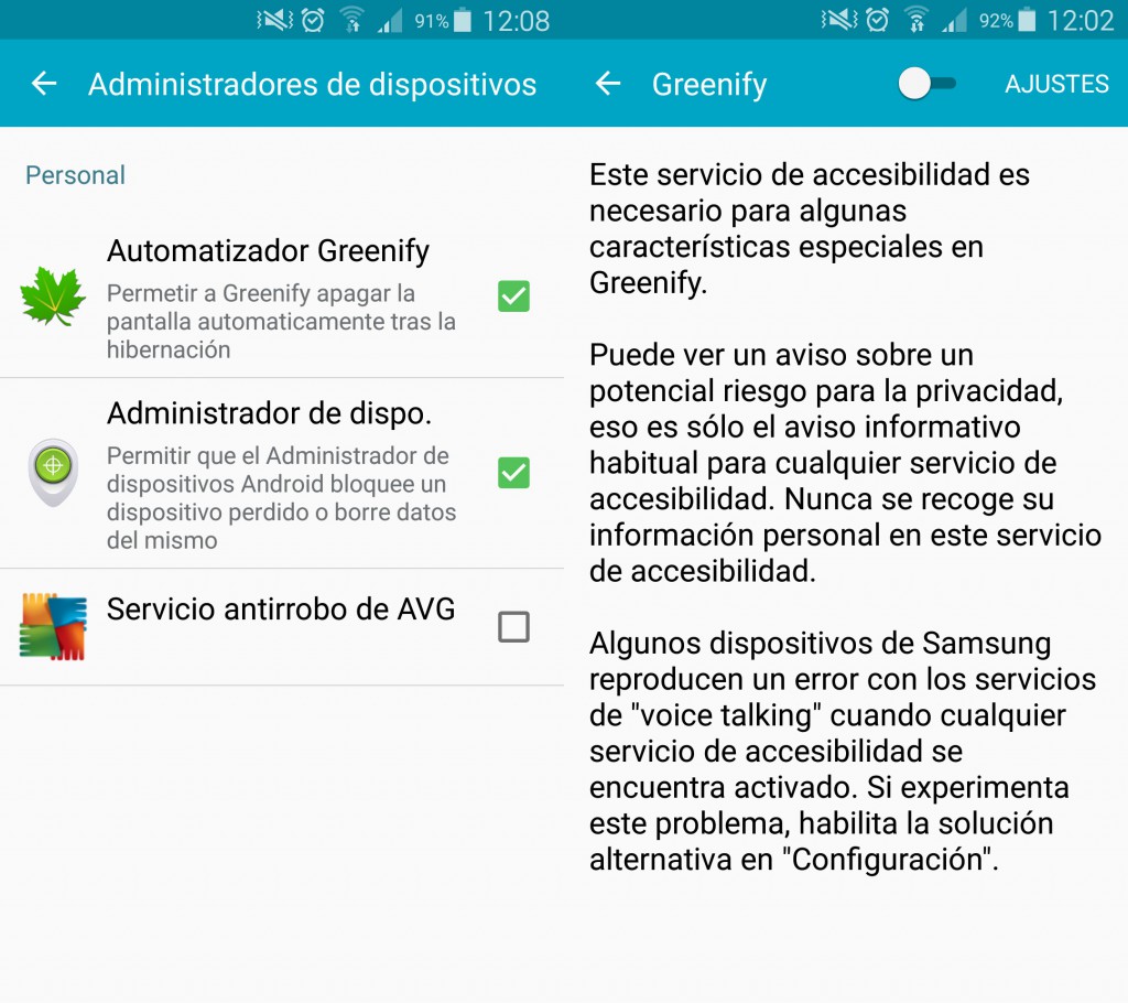 Desinstalar Greenify en Android