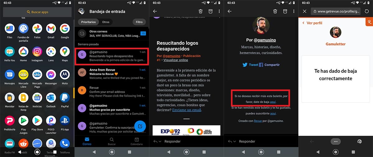 Desuscribirte de Revue Twitter