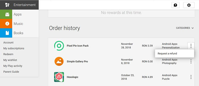 Devolver aplicacion en Google Play